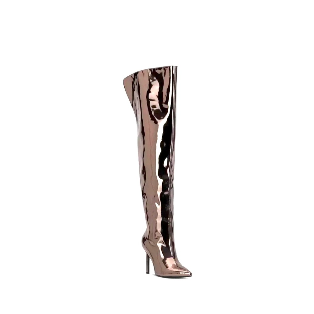 INC International Concepts Sedona Mid thigh metallic pewter 7.5/38